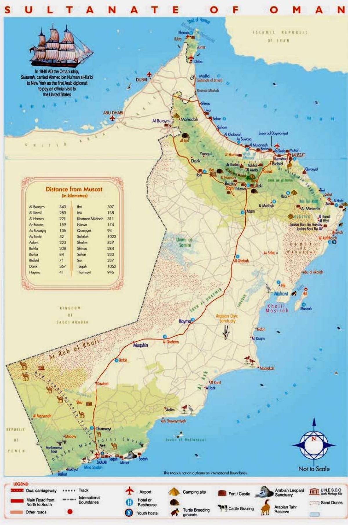 Oman-aantreklikhede kaart