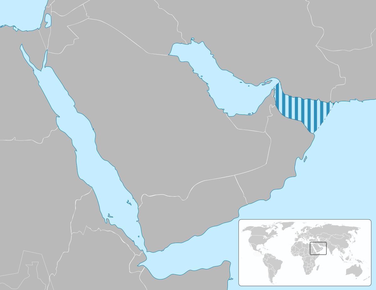 die golf van Oman op die kaart