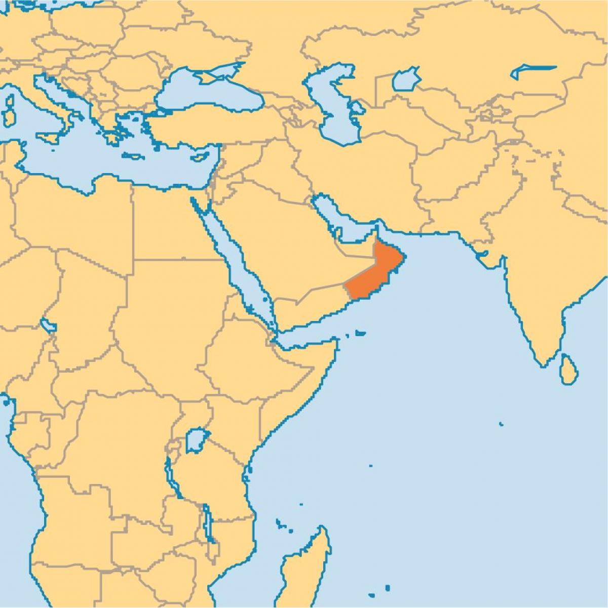 Oman kaart in die wêreld kaart