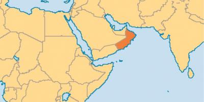 Oman kaart in die wêreld kaart